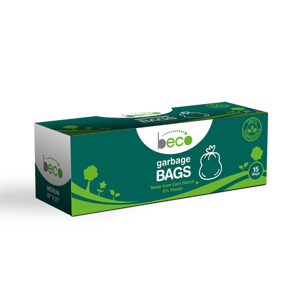 Compostable Trash Bags (15 Bags) - Medium 19 x 21 in (Pack of 3)