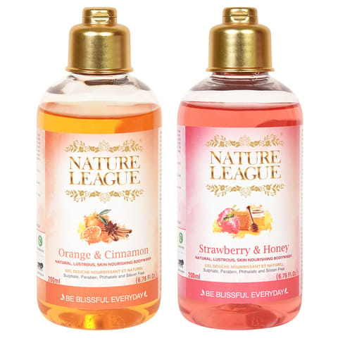 Orange & Cinnamon with Strawberry & Honey Ayurvedic Bodywash Combo Pack 200 ml